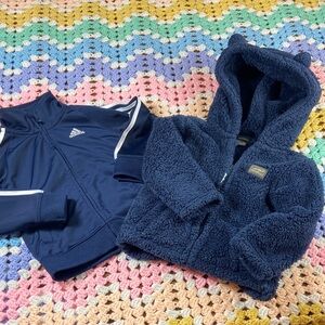 Kids Bundle of 2 Adidas Eddie Bauer Baby Toddler Track Jacket Fleece Ears Hoodie